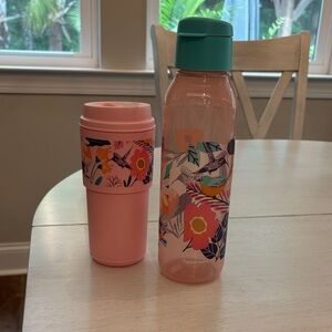 Tupperware Pink and Teal Floral Set